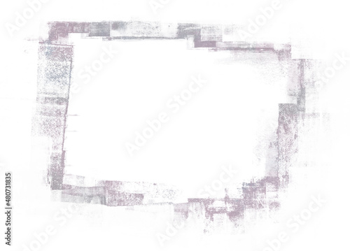 Rolled Black Ink Texture Frame Isolated on White Background