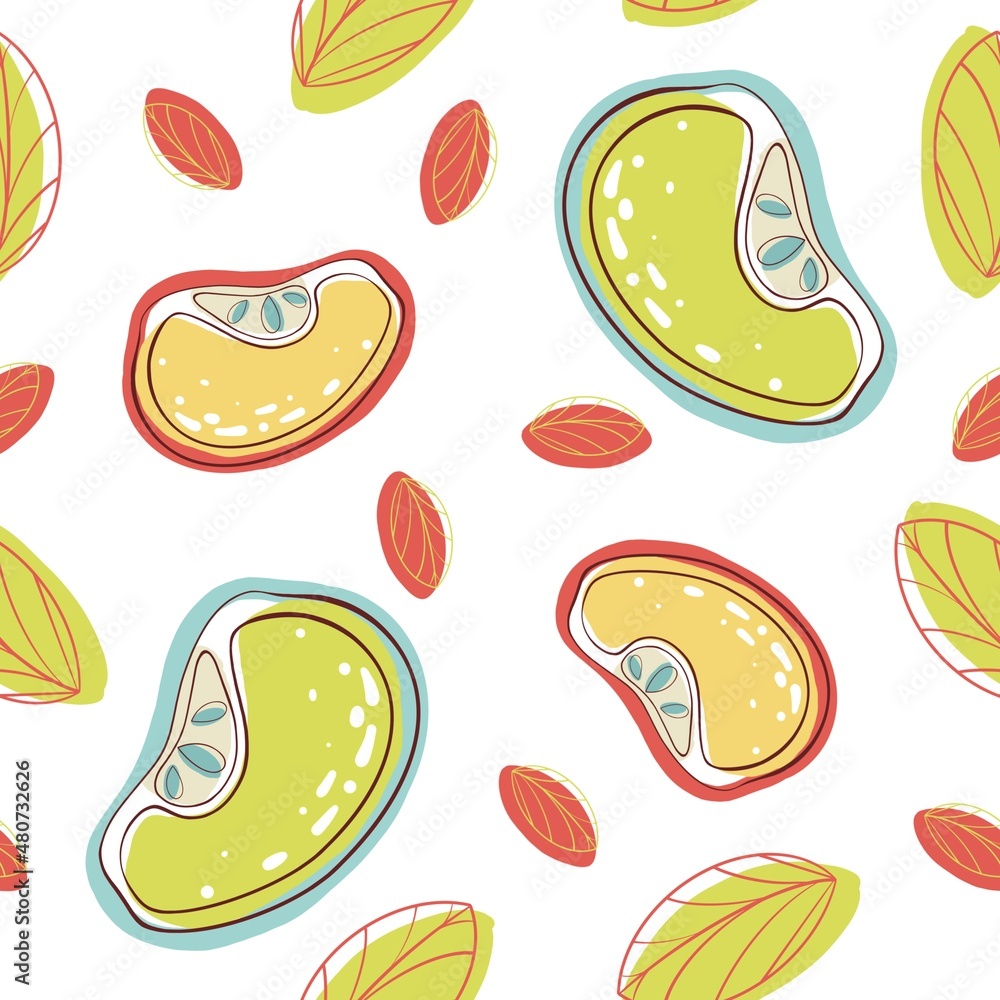 Seamless pattern of apple slice abstraction