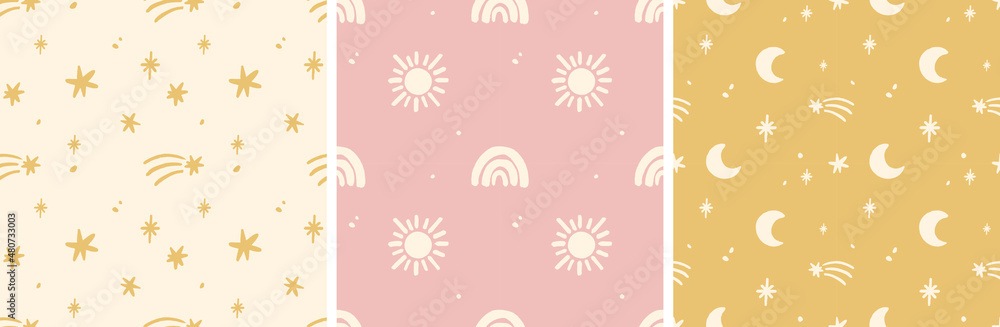 Gender-Neutral Nursery Cute Patterns
Sky Crescent Moon, Stars, Rainbow, Sun Boho Warm Earthy Colors Vector Illustration Set Gender-Neutral Nursery Cute Patterns
Sky Crescent Moon, Stars, Rainbow, Sun Boho Warm Earthy Colors Vector Illustration Set