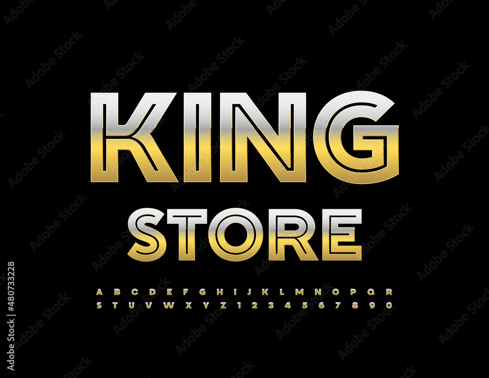 Vector premium Sign King Store. Unique Golden Font. Luxury Alphabet Letters and Numbers