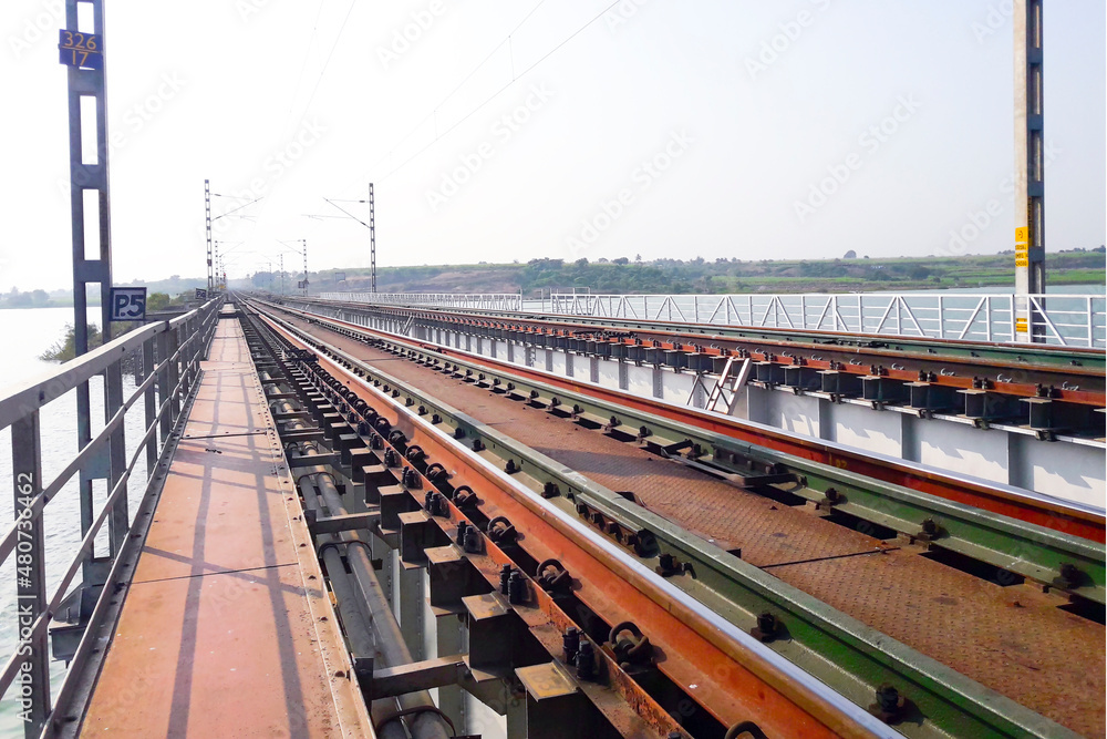 Naklejka premium railway bridge over the river