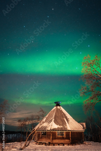 Obraz na płótnie Northern Lights, aurora borealis over Abisko, Swedish Lapland.