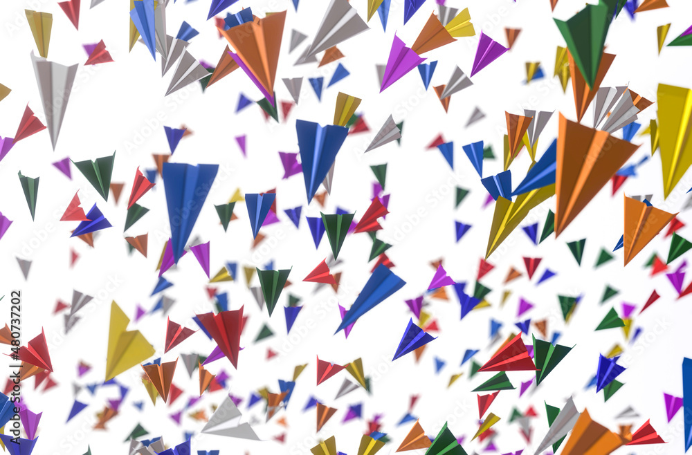 Colorful Paperplanes on Neutral Background