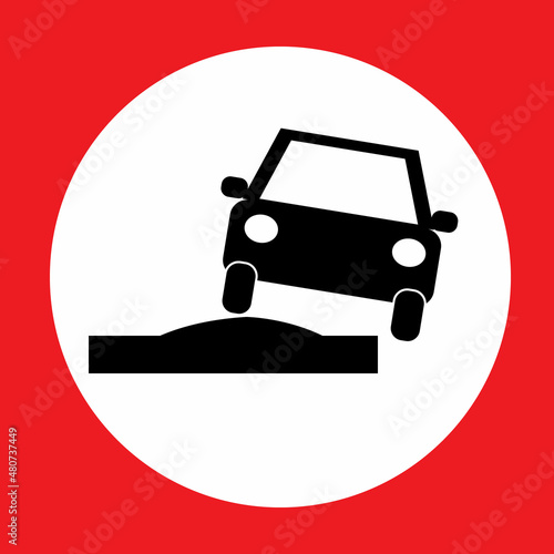 Warning sign with road bumps symbol, bump ahead icon