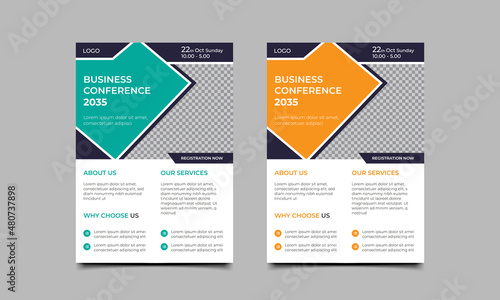 Conference flyer and invitation banner template design. with nice Unique Design Shape