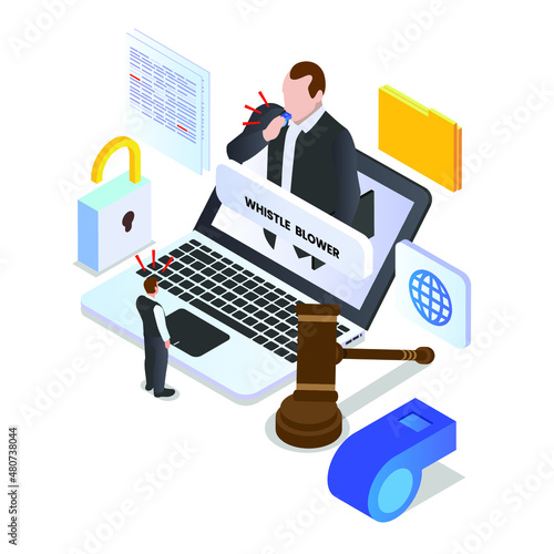 Whistle blower protection law and freedom of information legislation isometric 3d vector concept for banner, website, illustration, landing page, flyer, etc. photo