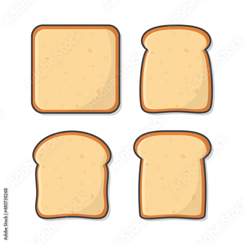 Set Of Slices Toast Bread Vector Icon Illustration. Bakery Pastry Product