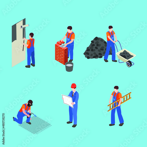 Office building worker set isometric 3d vector concept for banner, website, illustration, landing page, flyer, etc.