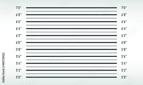 Mugshot inch. Police lineup. Illustration identification backdrop for criminal wanted photo. Vector