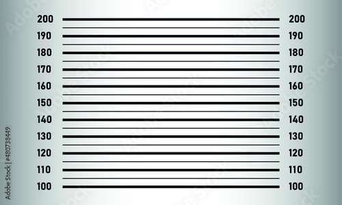 Criminal Mugshot with a scale in centimeters. Police lineup. Vector