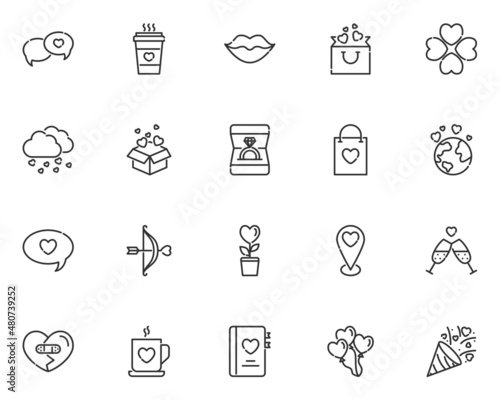 set of valenitne icons, heart, wedding, romance, love