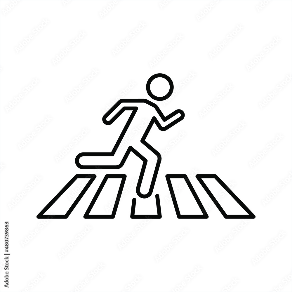 Crosswalk icon. Pedestrian crossing vector icon illustration isolated on white background Crosswalk icon. Pedestrian crossing vector icon illustration isolated on white background