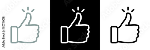 Like confirm and thumb up outline icon, black Like confirm and thumb up outline icon, white Like confirm and thumb up outline icon. photo