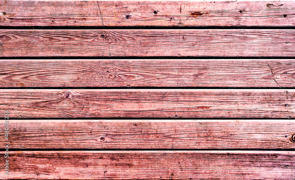 Fototapeta premium Red wooden rough vintage backdrop background for congratulations, poster, design, valentine. Grunge texture.