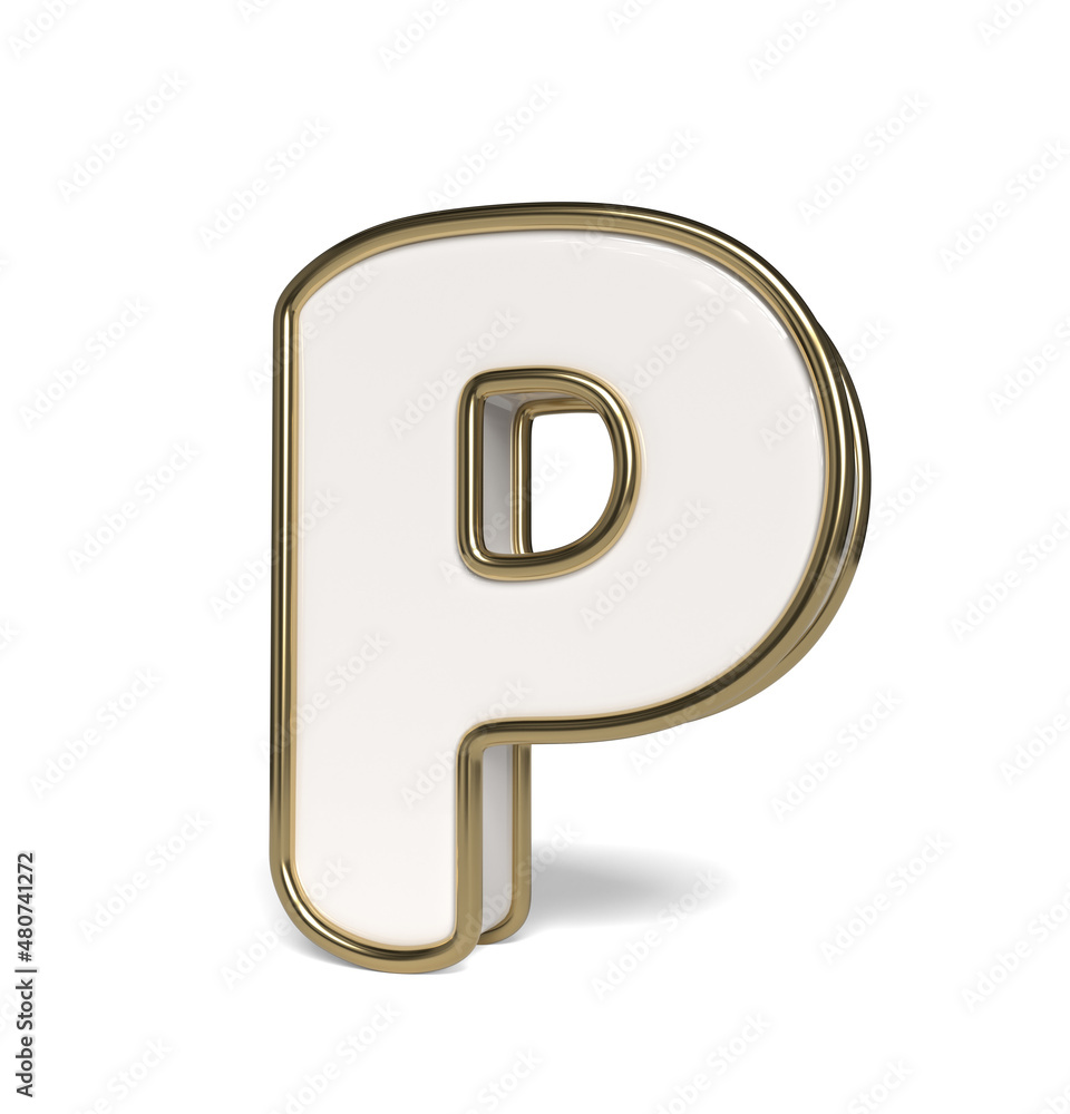 Elegant white alphabet. Letter P. 3D rendering. Elegant white alphabet. Letter P. 3D rendering.