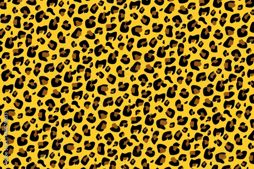 Leopard fur pattern design, pardus and panthera illustration background.