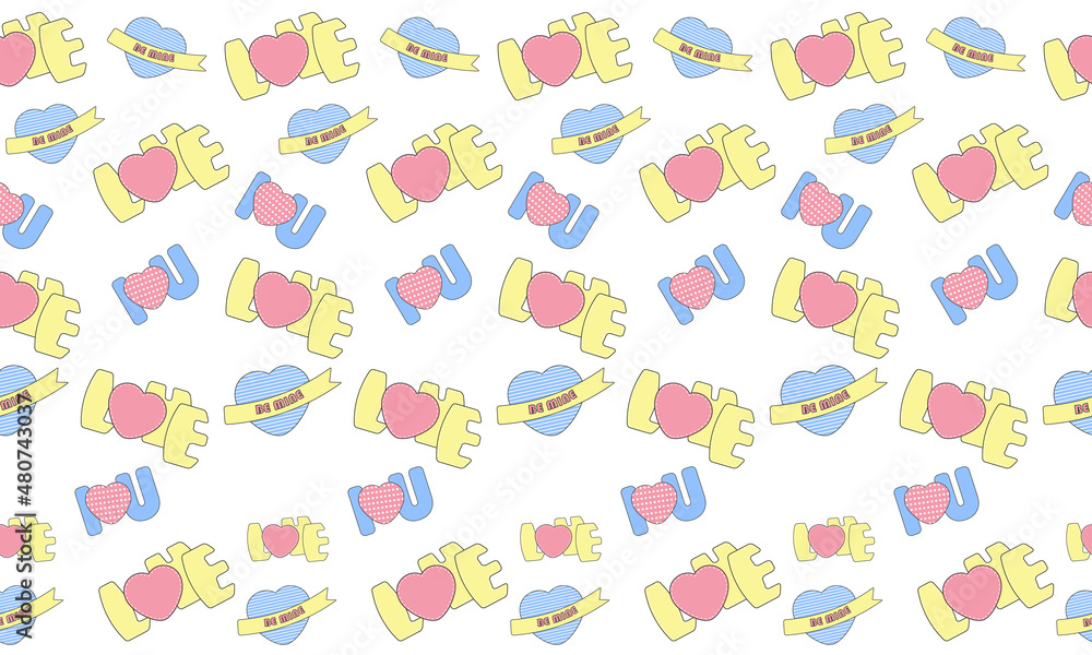 Naklejka premium Seamless love lettering pattern in bright color