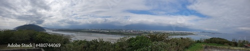 View of the river. View of the ocean. Coastal city