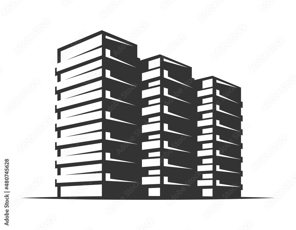 Modern building construction isolated on white background. Vector illustration Modern building construction isolated on white background. Vector illustration