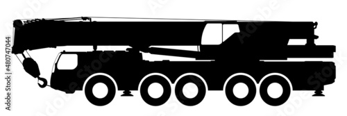 The crane Silhouette on a white background.