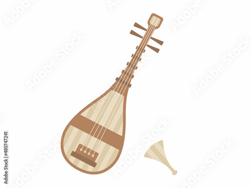楽器の琵琶のイラスト photo
