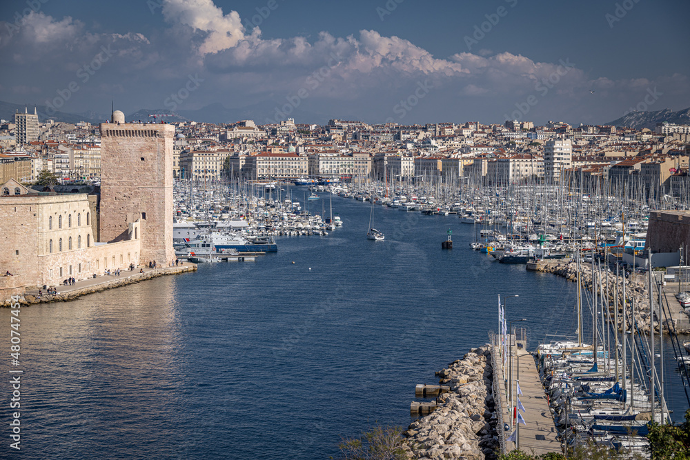 View of the Old Port of Marseille, France