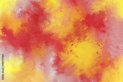 Abstract watercolor red and yellow background. Paint smears  splashes  streaks  blurring  gradient  drops. Texture  background design  banner  calendar  business card  postcard.