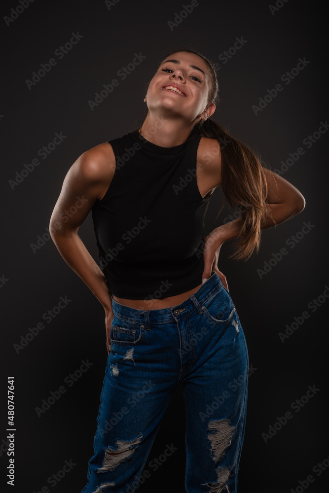 Fototapeta premium Smiling and posing in studio