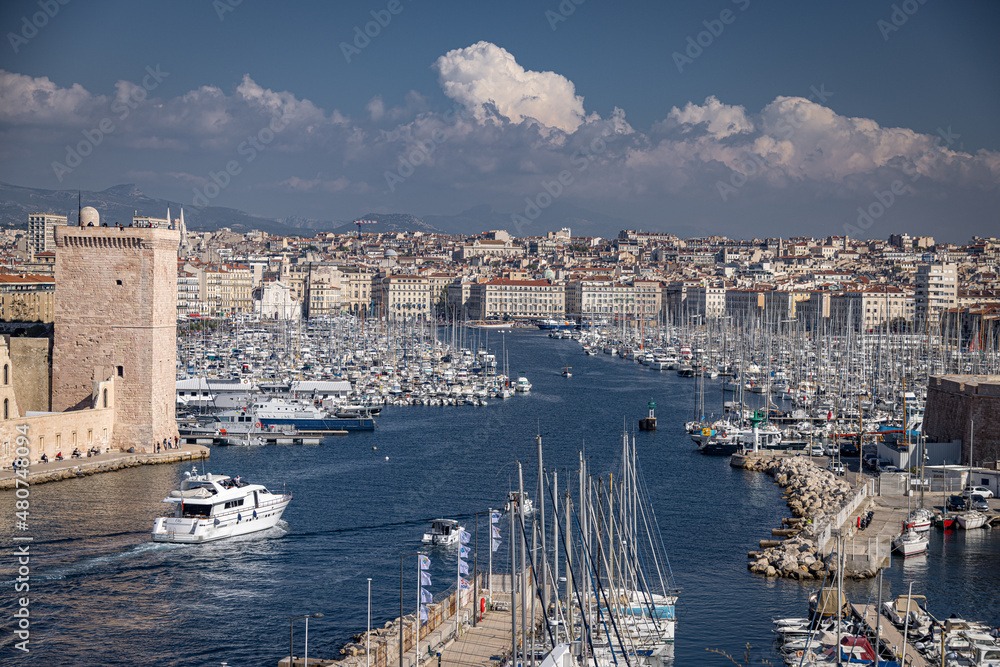 View of the Old Port in Marseille, France