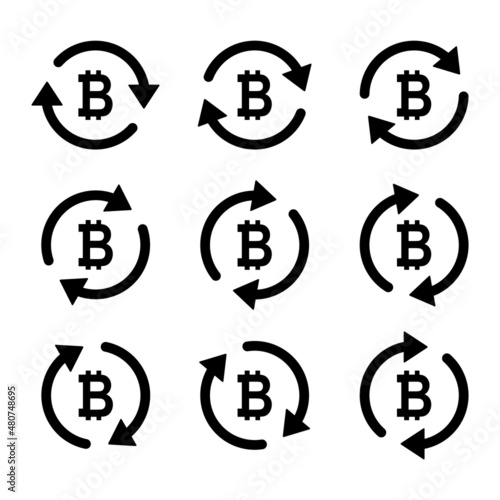 Set of bitcoin money icon, Collection of bit business sign, market economy vector illustration