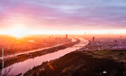 Canvas Print Sunrise over city