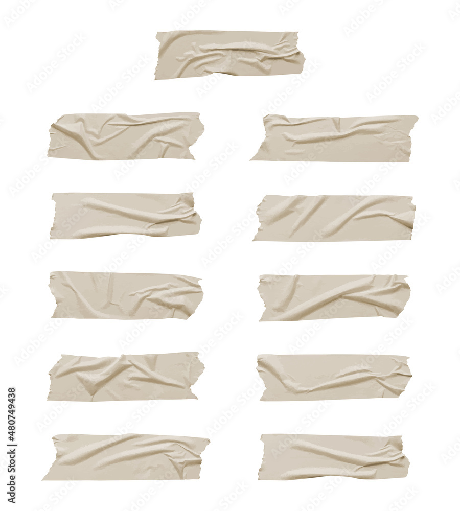 Fototapeta premium Realistic adhesive tape collection Sticky scotch tape of different sizes. Vector illustration. 