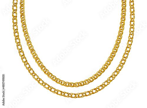 Gold jewelry. Gold chain isolated on white background