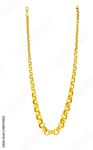 Gold jewelry. Gold chain isolated on white background