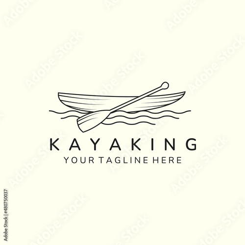canoe line art minimalist icon logo vector illustration template design