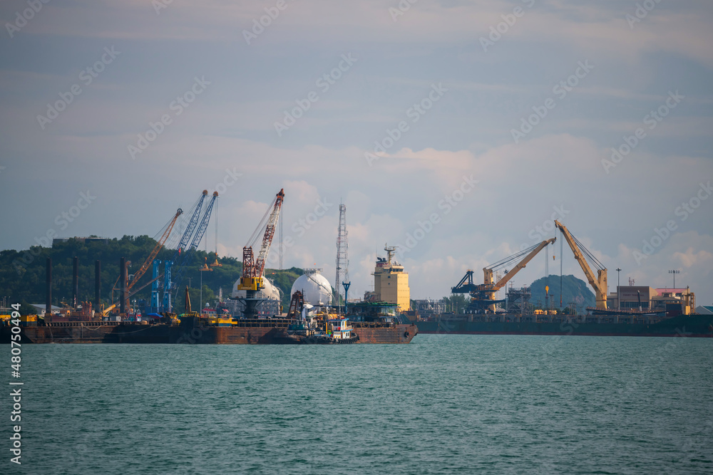 Cargo port view by the sea in Chonburi