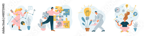 Business people work on growth of financial profit and career, success, progress concept
