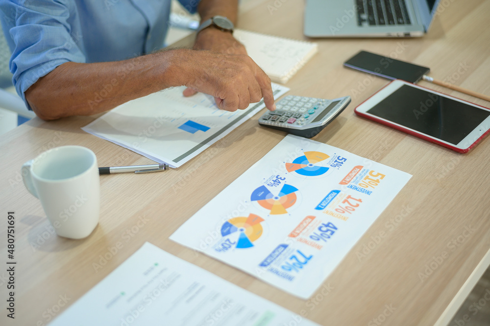 Caucasian senior Businessman working in modern office