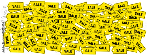 A lot of yellow pricetags background. Special offers and sale tags / En masse gule prisskilte baggrund. Særlige tilbud og udsalgsmærker, Vector photo