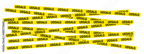 Udsalg tekst på gule bannere. Udsalgsbannere, Vector