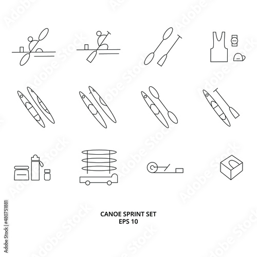 Set of canoe sprint icons