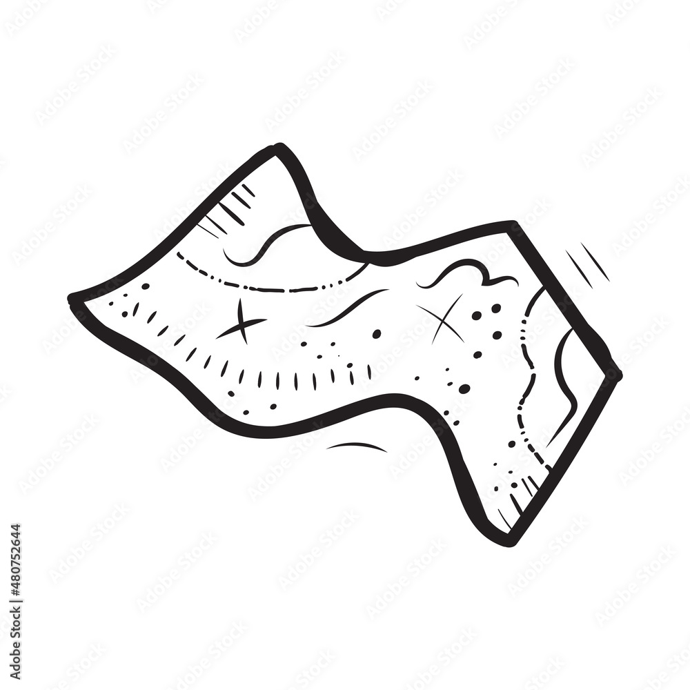 Treasure Map in doodle style, Coloring Page or Book for Kids and Adults
