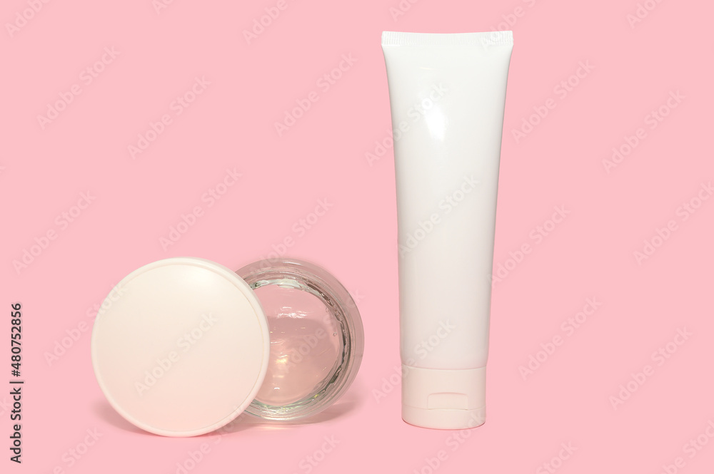 Natural cosmetic cream in a white package. Skin cream. Natural cosmetic cream in a white package. Skin cream.