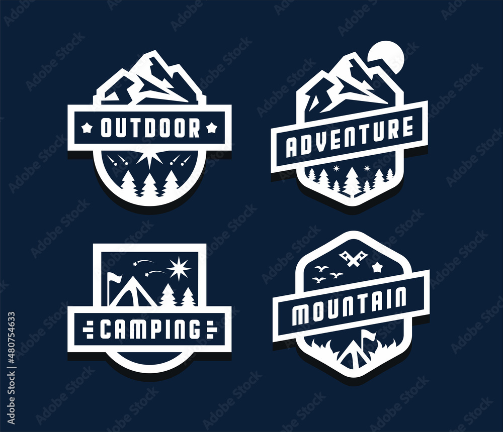 Obraz premium a collection of mountain logo sets with a vintage and minimalist 