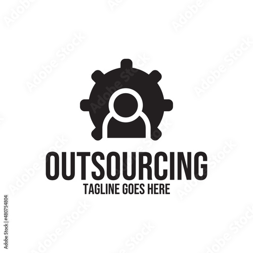Outsourcing management logo isolated of flat style design on white background