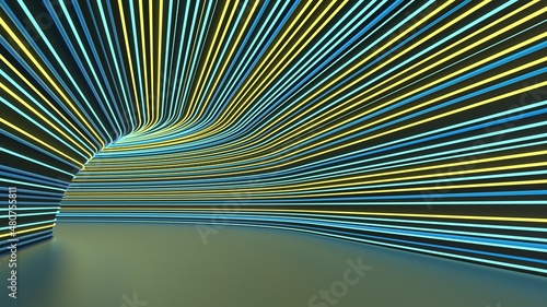 Wallpaper Mural abstract modern futuristic tunnel of luminous lines 3d render Torontodigital.ca