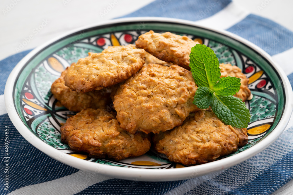 Homemade oatmeal cookies with flour and egg. Homemade oatmeal cookies with flour and egg.