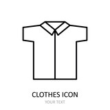 Vector illustration with shirt icon. Outline drawing.
