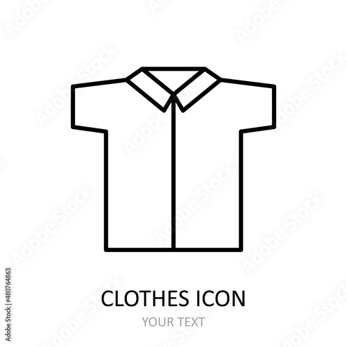 Vector illustration with shirt icon. Outline drawing.