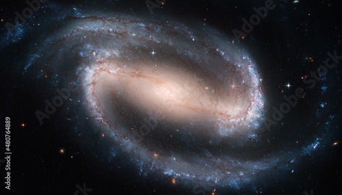 Obraz na płótnie Barred spiral galaxy NGC 1300 photographed by Hubble telescope.